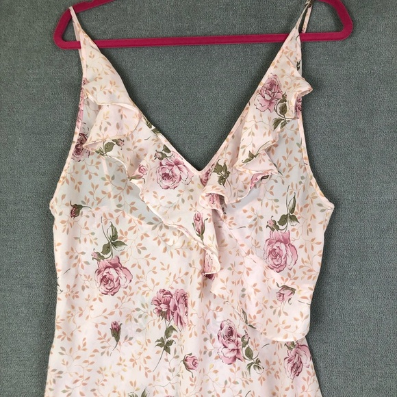 Vintage Val Mode floral ruffle camisole lingerie short slip dress size L - Picture 2 of 6